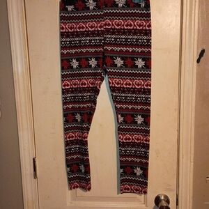 Girls' Red & Black Holiday Patterned Leggings